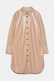 FAUX LEATHER LONG SHIRT at Zara